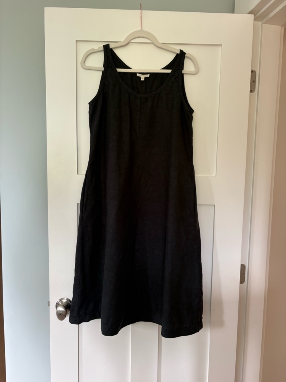 Eileen Fisher Sleeveless A-Line Midi Washed Organic Linen Dress SZ M - Picture 2 of 5